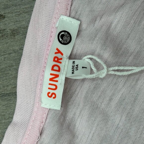 NWT Sundry Pink Pima Cotton Shirred 3/4 Sleeve Scoop Neck Top Size 1 (Small) - Picture 9 of 11